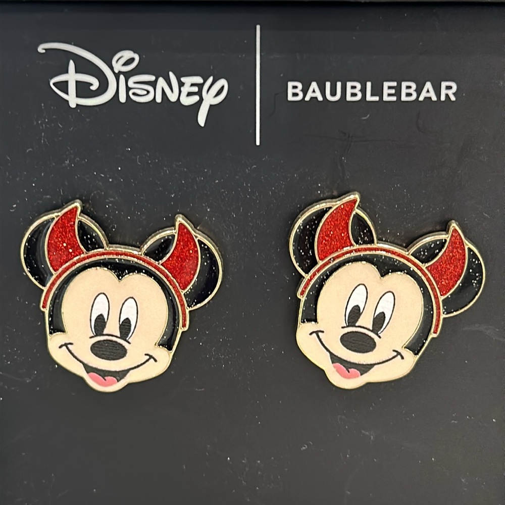 Disney BaubleBar Mickey Mouse DEVIL Halloween Earrings Bauble Bar Trending NEW